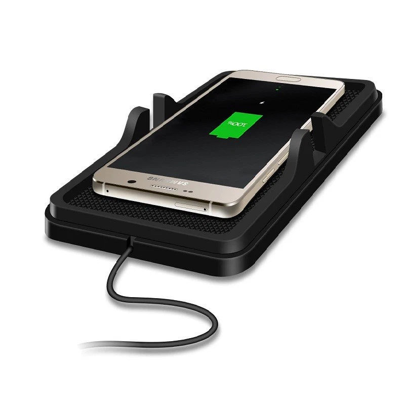 Cargador rápido inalámbrico de silicona portátil para automóvil Soporte para tablero de instrumentos Almohadilla antideslizante Foto 2 de 4