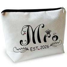 2026 Bride Mrs Wedding Gifts for Women White Bridesmaid Makeup Bag