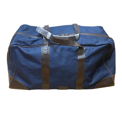 Dunhill Fragrances Duffle Bag Large Navy Brown Canvas Leather Trim Weekender