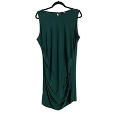 Forever 21+ Shift Dress Womens 2X Green Ruched Layered Sleeveless Knee Length