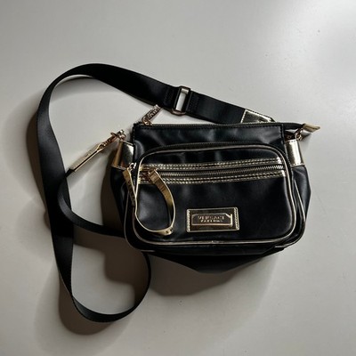 Versace Parfums Black Gold Crossbody Bag Messenger Travel Multi-Pocket
