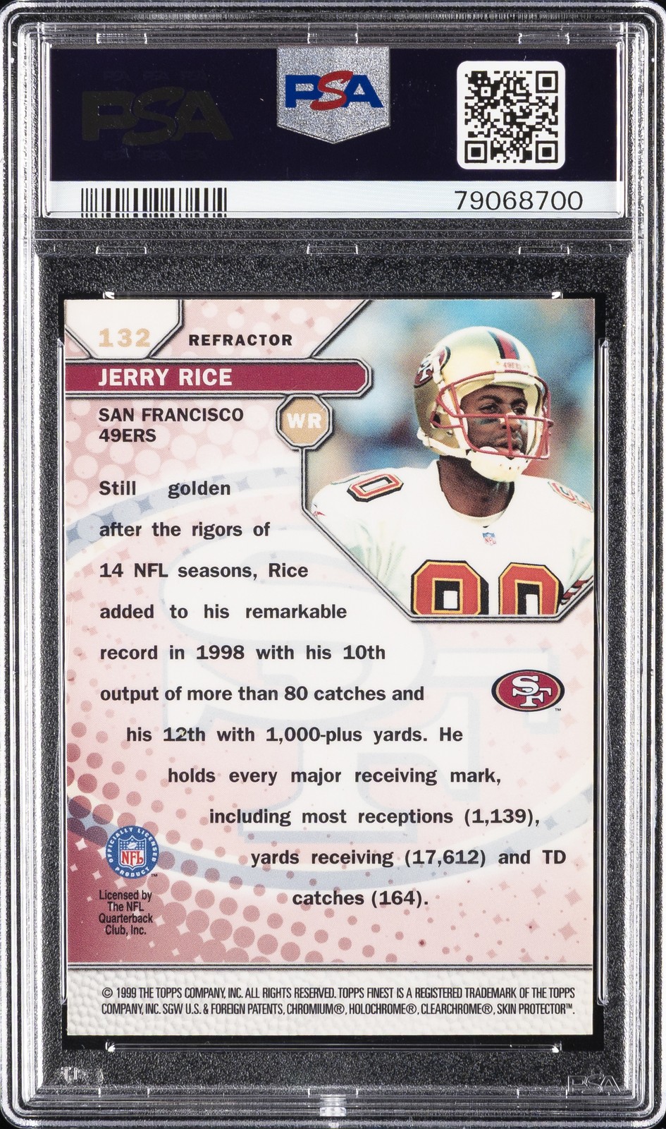 1999 FINEST REFRACTOR #132 JERRY RICE PSA 10 view 2