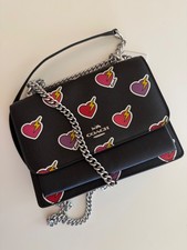 COACH Crossbody Bag Heart Bolt Print Black Ch...