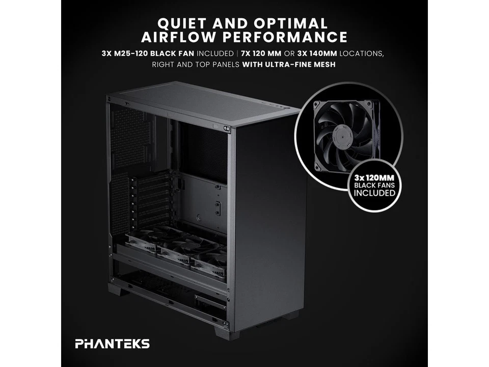 Phanteks PHXT523PSC_BK01 XT Pro Silent Mid-Tower Gaming Chassis Black - Image 2 of 4