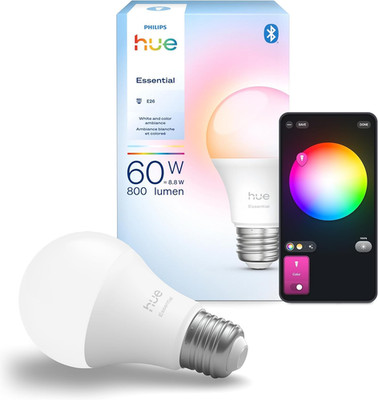 Philips Hue Essential Smart LED A19 Bulb, White and Color Ambiance, E26 Base, 8.