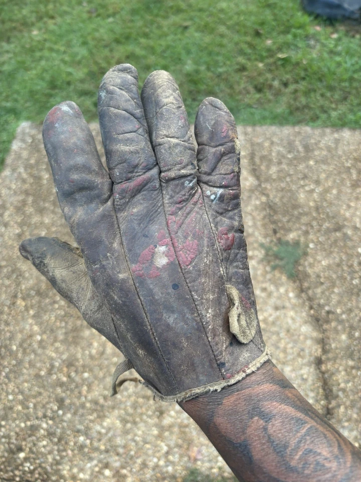 1930s - 1940s Work Gloves Leather Work Gloves Men's Vintage Mechanic Gloves - Image 3 of 4