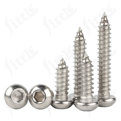 A2 Stainless Steel Hexagon Socket Pan Head Self Tapping Screws Tappers M2-M8