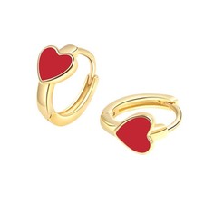 QLUYCKW Minimalist Double Love Heart Drop Earrings for Women Tiny Red Hoop