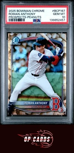 Roman Anthony 2025 Bowman Chrome Prospects #BCP167 Peanuts Refractor PSA 10