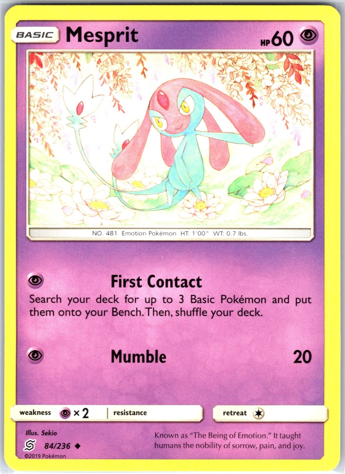 Mesprit 84/236 Uncommon Regular Card SM - Unified Minds Pokemon TCG LP