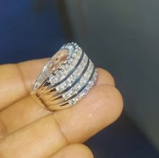 14K White Gold Plated 2Ct Round Cut Lab Created Diamond Women Wedding Ring