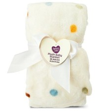 NWT Parents Choice Walmart Neutral Off White Polka Dot Spots Plush Baby Blanket