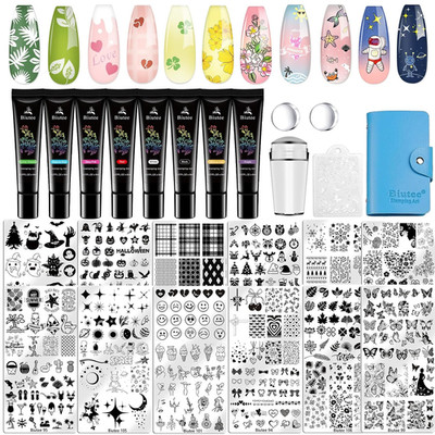 Biutee Nail Stamping Plate Set 12PCS Nail Art Stamp Plates 8PCS Stamping Nail Ge