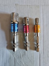 3 Peice Drill adapters For Socket Attachment Hexagon 1/4 3/8 And 1/2 inch Drive.
