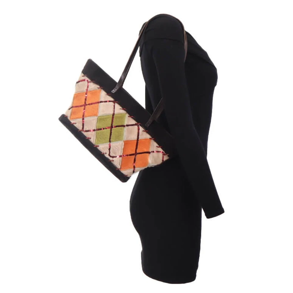 Bolso de Hombro Moschino Vintage Piel Arlequín Diamante Lentejuelas Cuero Foto 2 de 4