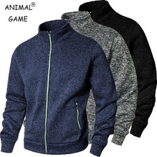 Men's Stand Collar sweatshirts casual zipper Cardigan Jacket outdoor Long Sleeve