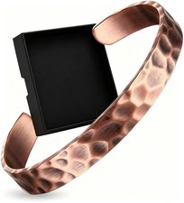 Pure Copper Hammered Bracelet Solid Copper Arthritis Pain Therapy Cuff Bangle US