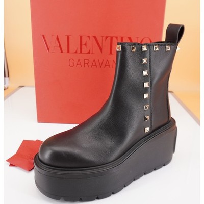 Valentino Uniqueform VLOGO Platform Chelssea Boot SZ 35 Rockstud $1190 NIB