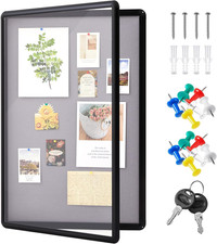 36 X 24 Inch Enclosed Fabric Bulletin Board Tamperproof Lockable Noticeboard Fab