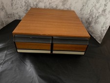 Cassette Tape Cabinet 2 Drawer Holder Faux Wood Storage Case Holds 24 Vintage