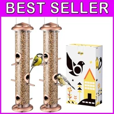 Metal Bird Feeders, Hanging Copper Finish, 14" 6 Port