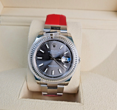 Rolex Datejust 126334 41mm Gray Dial Oyster Bracelet  Fluted White Gold Bezel