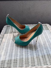 Giuseppe Zanotti Green Studded Peep Toe Heels Size 6
