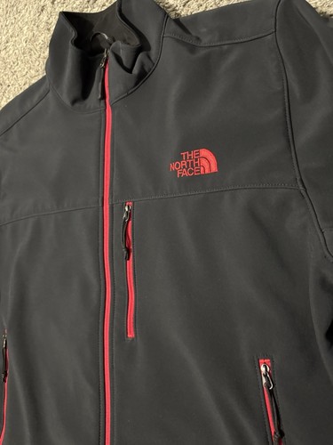 Men’s Large North Face Jacket Black Red Fleece Lined Full Zip - 第 3/6 張圖片