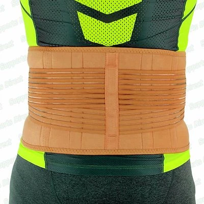 Beige Back Support Lower Lumbar Waist Adjustable Belt Brace Pain Relief Work