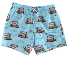 Men s L 32-34 Hammerhead Shark Party Swim Trunks Let s Get Hammered Blue