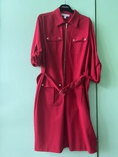 WOMENS MICHAEL KORS RED UTILITY DRESS WITH GOLD ACCENTS SZ XL