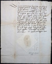 MANDUSCRIPT CARTHUSIAN MONASTERY PRIOR CONVENT ERFURT TO THE COUNCIL SEAL 1542