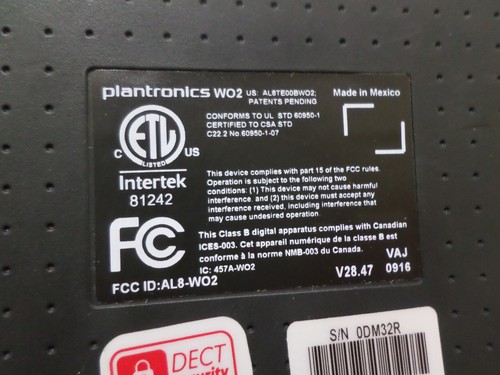 Plantronics W02 Intertek 81242 USB DECT 6.0 Headset Stand - Picture 6 of 8