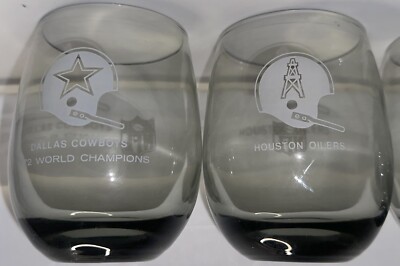 Vintage Lot of 8 Smoky Grey tumblers 8oz 7 Total NFL Teams