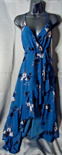 Lulu’s Life of Romance Teal Blue Floral Print Ruffled High-Low Dress Small New