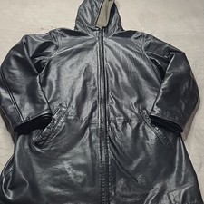Eddie Bauer S Small Black Lambskin Leather Fleece Lined Hooded Coat Jacket