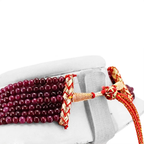 TREMENDOUS SUPERB 547.00 CTS EARTH MINED RED RUBY 7 LINE ROUND BEADS NECKLACE - Image 3 of 3