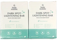 Body Restore Dark Spot Lightening Bar Soap (2 Pack) Kojic Acid Eucalyptus x 2