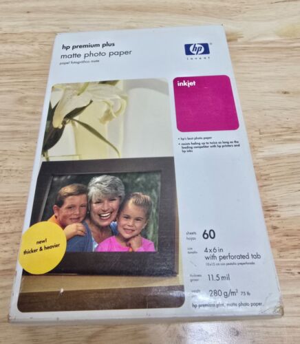 HP Premium Plus Matte Photo Paper 60 Sheet 4x6 75lb