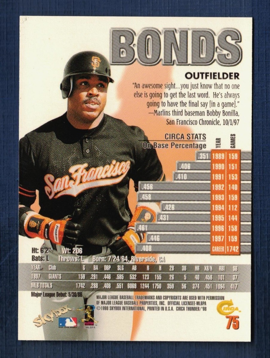 1998 Skybox Thunder Barry Bonds #75 San Francisco Giants MINT | eBay
