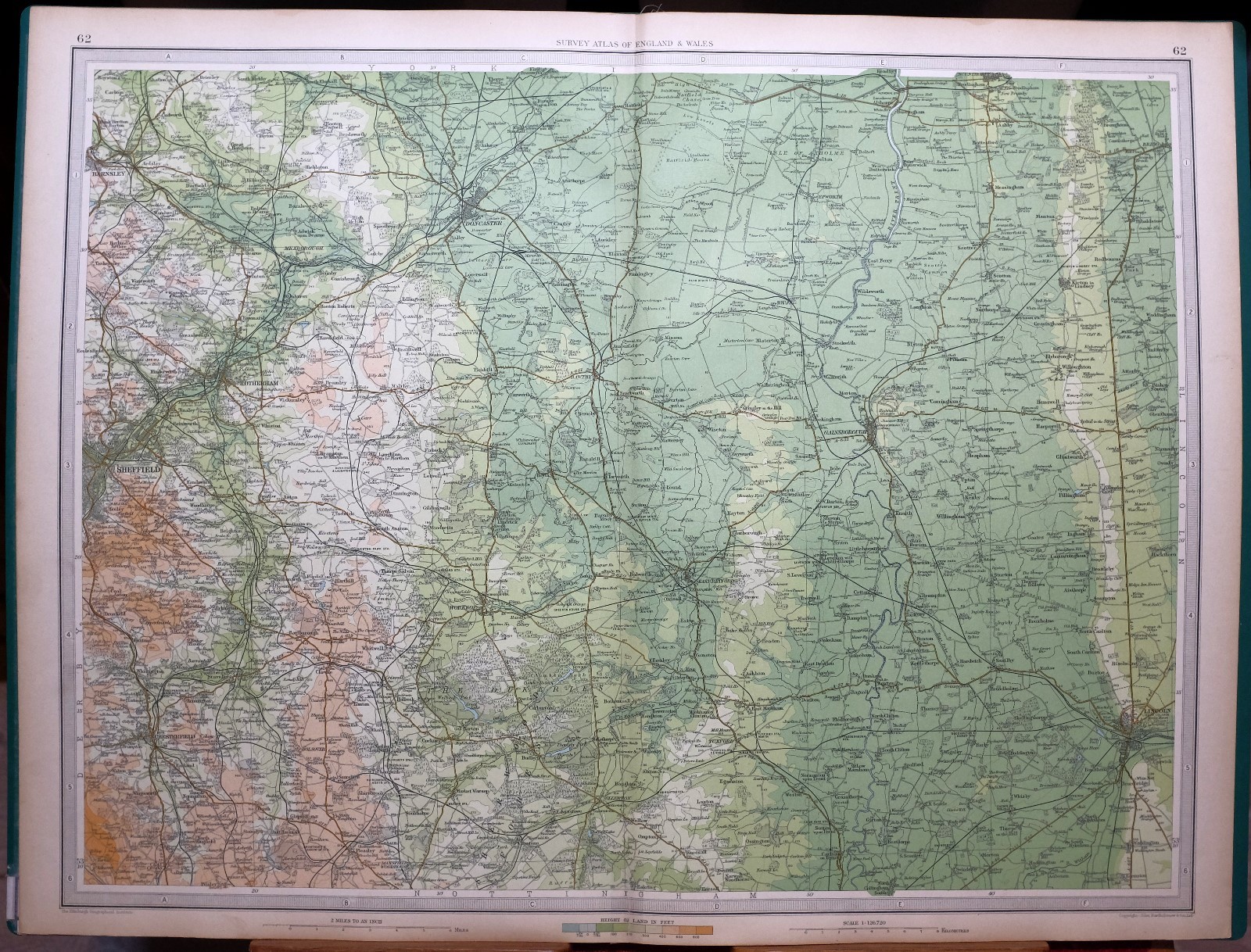 1939 Mapa przeglądowa Anglii i Walii Doncaster Retford Sheffield Worksop 100% nowy, wybuchowy zakup