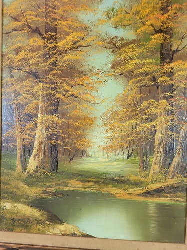 MID CENTURY HERBST BAUM LANDSCHAFT ÖLGEMÄLDE SIGNIERT "ZUSCHUSS" STRUKTUR ÖLKUNST - Bild 13 von 17