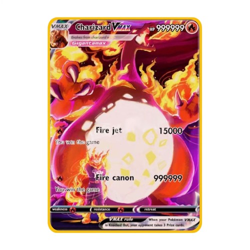 Charizard VMAX 999999point Gold Metal Pokemon Card Collectible Gift Display