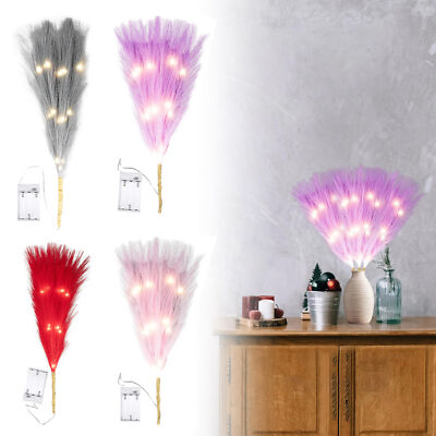 110cm Pre-Lit Künstliche Feder Pampasgras 50 LEDs Weihnachten Tisch Wohndeko