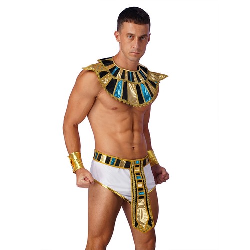 UK Men's Egyptian Costume Pharaoh Costumes Fashion King Outfit King Tut Cosplay - Picture 22 of 56