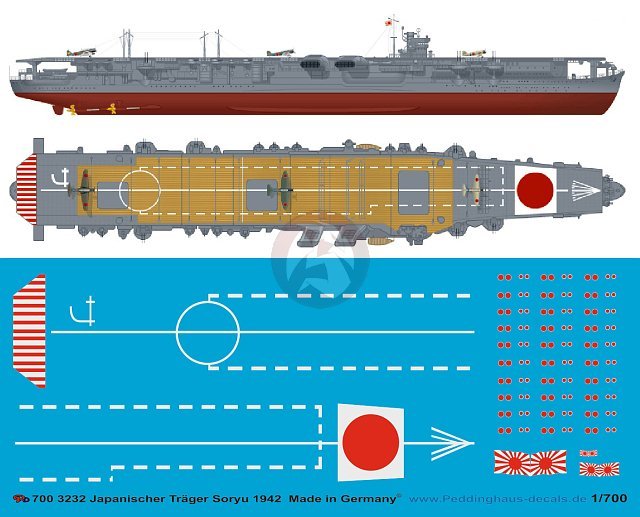 Peddinghaus 1/700 HIJMS Soryu Japanese Aircraft Carrier Markings