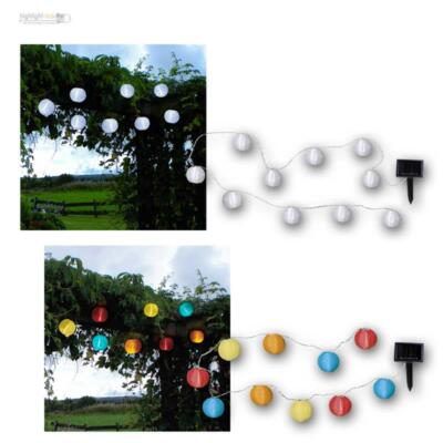 Solar Lampion-Lichterkette 10 LED Bälle bunt oder weiß, Party-Lampions für Außen