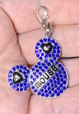 Silver Mickey Mouse Blue High Quality Charm Zipper Pull  Keychain Add On 