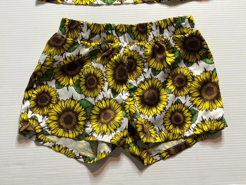 Art Class by Target Sunflower Satin Pajama Set Shorts Sleepshirt Girls Medium 8 - Image 3 of 4