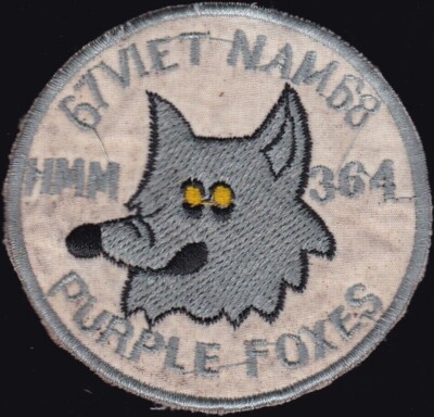 USMC HMM-364 Purple Foxes 1967-68 Vietnam Patch DC-1